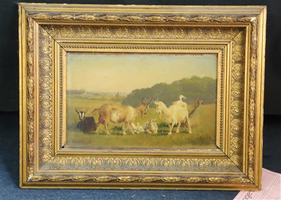 Carl Henrik Bogh (1827-1893) Goats in a landscape 6.75 x 11in.